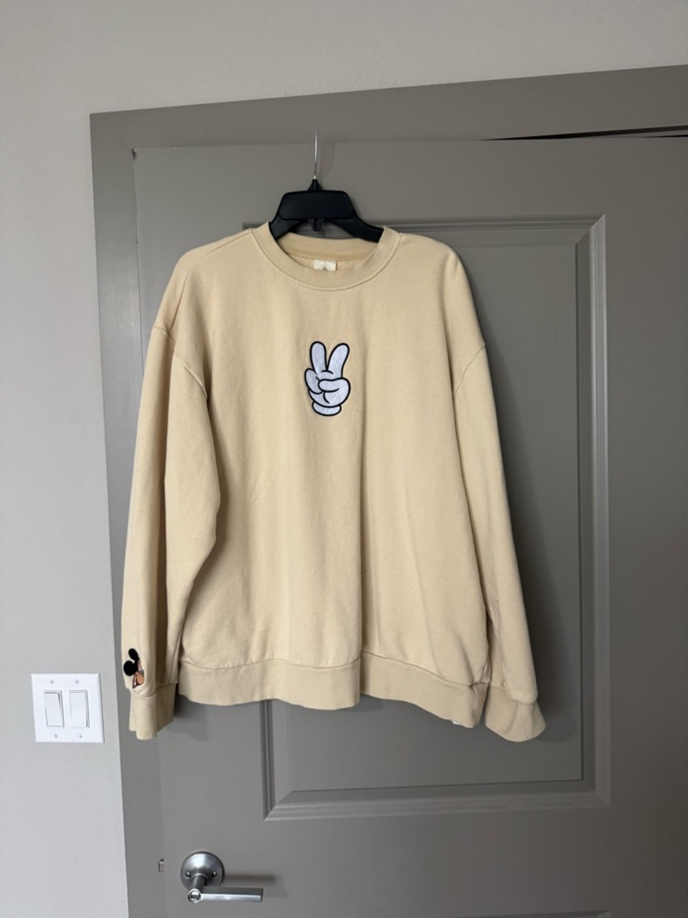 Disney Crewneck Sweatshirt with Peace Hand Patch